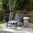 Outsunny Folding Sun Lounger w/ Wheels, 5-Position Adjustable Sunbed, Grey