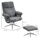 HOMCOM Recliner Chair With Footstool With Adjustable Back - Brown/Charcoal Grey