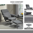 HOMCOM Recliner Chair With Footstool With Adjustable Back - Brown/Charcoal Grey