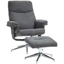 HOMCOM Recliner Chair With Footstool With Adjustable Back - Brown/Charcoal Grey