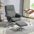 HOMCOM Recliner Chair With Footstool With Adjustable Back - Brown/Charcoal Grey
