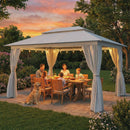 Outsunny 3 X 4 M Outdoor Garden Gazebo With UPF50+ Double Roof, Dark Grey