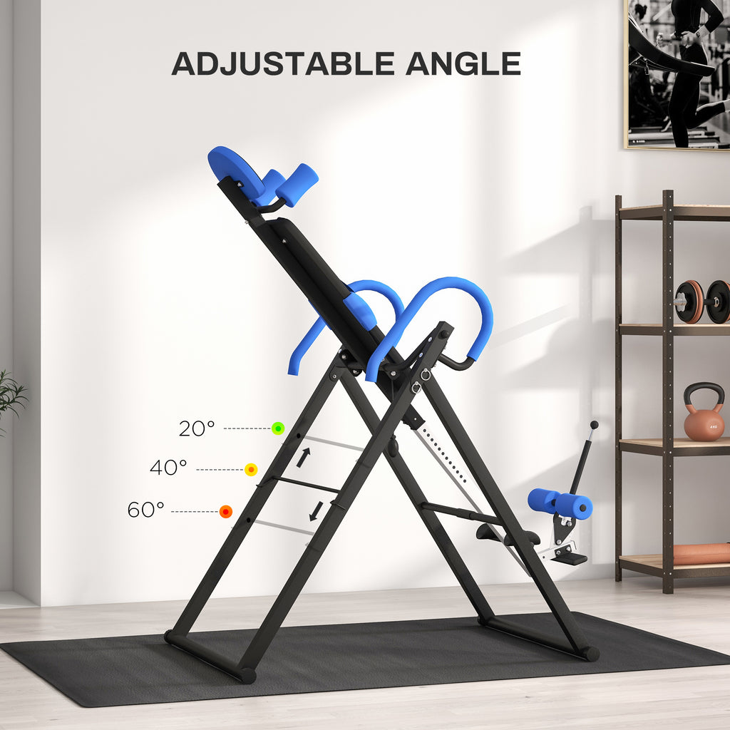 HOMCOM Adjustable Gravity Inversion Table With Safety Belt, Blue