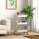 HOMCOM 3 Tier Rolling Utility Cart with 3 Mesh Basket, White