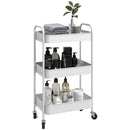 HOMCOM 3 Tier Rolling Utility Cart with 3 Mesh Basket, White