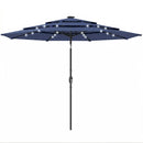 Outsunny 2.8 m Garden Parasol Umbrella with Light, Patio Umbrella, Navy Blue