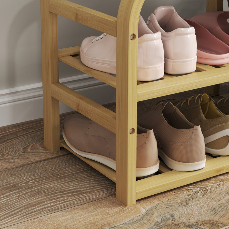 HOMCOM Shoe Rack Bench with Seat for Hallway, Entryway, Nature Wood Finish
