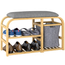 HOMCOM Shoe Rack Bench with Seat for Hallway, Entryway, Nature Wood Finish