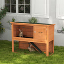 PawHut Wooden Rabbit Hutch, Antiseptic Outdoor, for 1-2 Rabbits - Orange