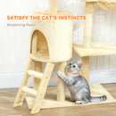 PawHut Cat Tree For Indoor Cats, 134cm Scratching Post Climbing Tower, Beige