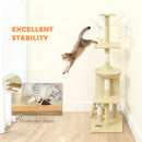 PawHut Cat Tree For Indoor Cats, 134cm Scratching Post Climbing Tower, Beige