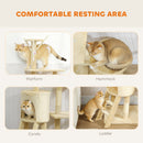 PawHut Cat Tree For Indoor Cats, 134cm Scratching Post Climbing Tower, Beige