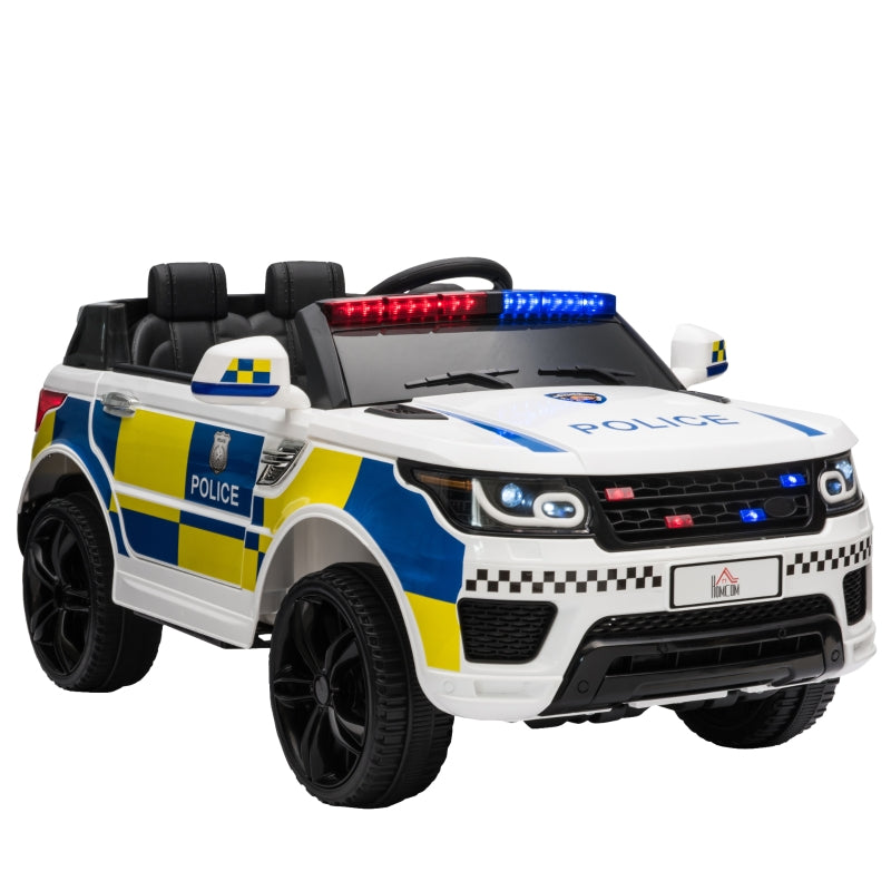 HOMCOM Kids Electric Ride On Police Car 12V - White