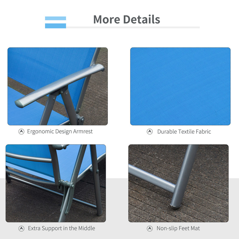 Outsunny Sun Lounger Recliner Foldable 7 Levels Texteline Blue