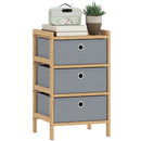 HOMCOM Chest of Drawers, 3 Drawers Dresser with Bamboo Frame, Light Grey