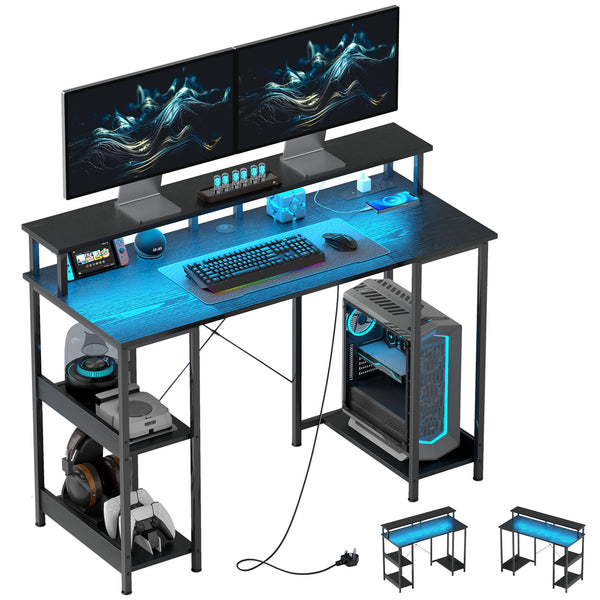 HOMCOM Computer Desk Reversible Home Office Desk With Storage