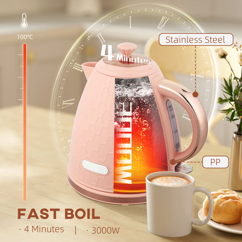 HOMCOM Electric Kettle, Fast Boil, 1.7L, 3kW, Auto Shut-off