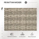 Outsunny Rattan Garden Bench w/ Glass Tea Table, Wicker Chair w/ Cushions