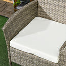 Outsunny Rattan Garden Bench w/ Glass Tea Table, Wicker Chair w/ Cushions