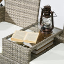 Outsunny Rattan Garden Bench w/ Glass Tea Table, Wicker Chair w/ Cushions