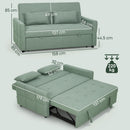 HOMCOM 2 Seater Sofa Bed, Convertible Pull Out Bed Settee, Light Green