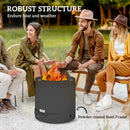 Outsunny Outdoor Round Fire Pit with Ash Tray and Fire Poker, Black