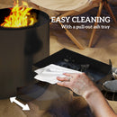 Outsunny Outdoor Round Fire Pit with Ash Tray and Fire Poker, Black