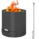 Outsunny Outdoor Round Fire Pit with Ash Tray and Fire Poker, Black