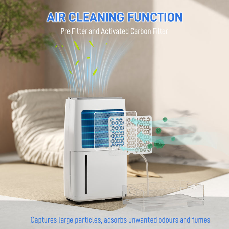 HOMCOM 16L Dehumidifier with Filter, 5.5L Water Tank, Auto Defrost, Timer