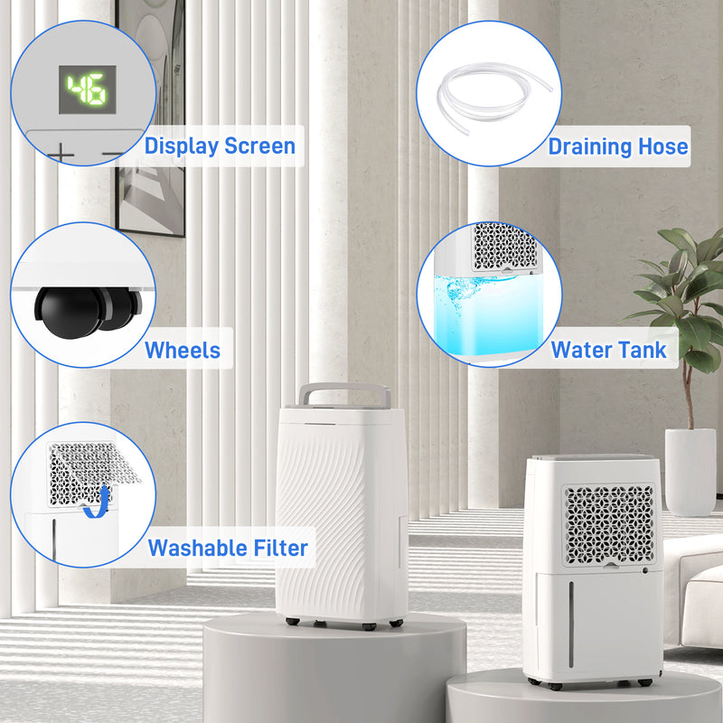 HOMCOM 16L Dehumidifier with Filter, 5.5L Water Tank, Auto Defrost, Timer