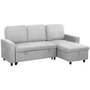 HOMCOM Pull Out Sofa Bed L Shape Corner Sofa w/ Reversible Chaise Light Grey