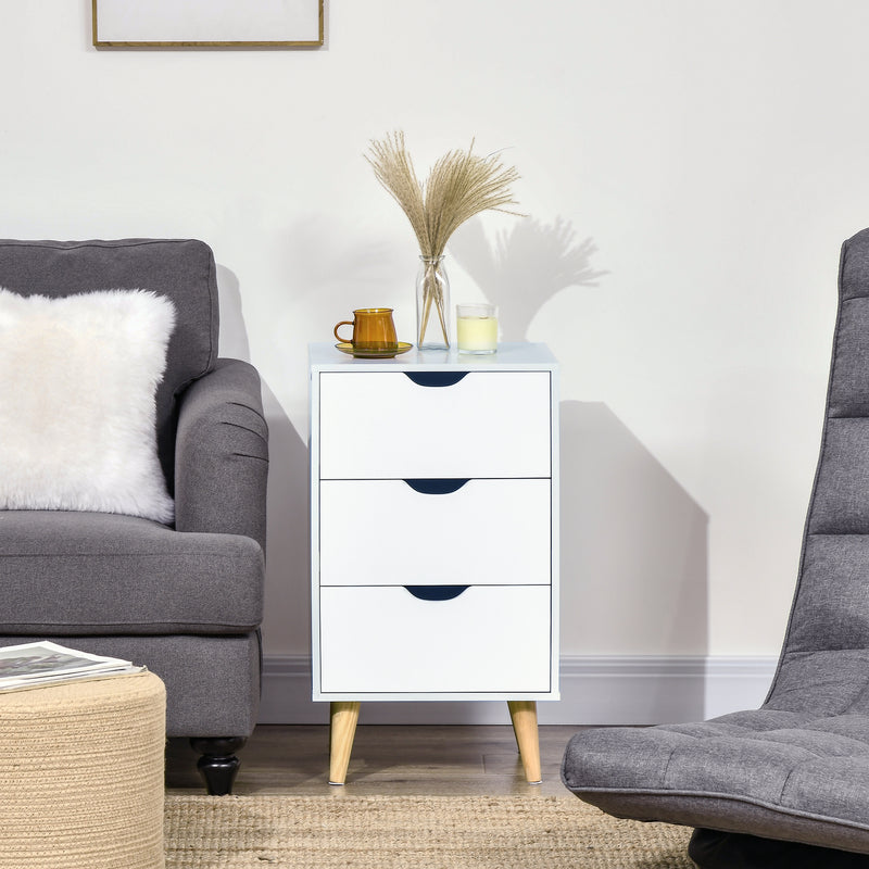 HOMCOM Chest of Drawers, 3 Drawer Unit Storage Chest Bedroom, Cream White