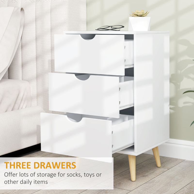 HOMCOM Chest of Drawers, 3 Drawer Unit Storage Chest Bedroom, Cream White