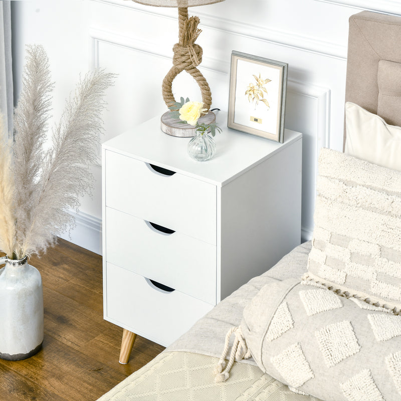 HOMCOM Chest of Drawers, 3 Drawer Unit Storage Chest Bedroom, Cream White