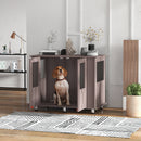 PawHut Dog Crate Kennel Cage, Indoor End Table, Purple