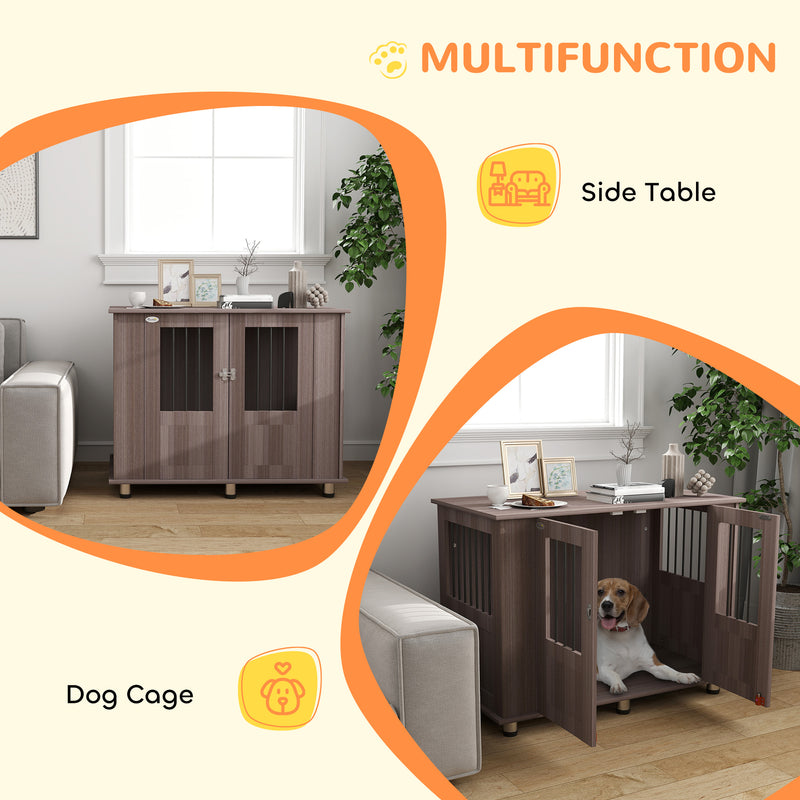 PawHut Dog Crate Kennel Cage, Indoor End Table, Purple
