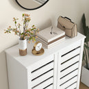 HOMCOM Shoe Storage Cabinet with Slatted Doors for 15 Pairs of Shoes White