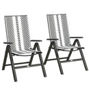 Outsunny 2PCs Rattan Folding Chair w/ 5-Position Adjustable Backrest
