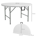 Outsunny Folding Garden Table HDPE Round Picnic Table for 6