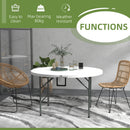 Outsunny Folding Garden Table HDPE Round Picnic Table for 6