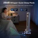 HOMCOM 28dB Tower Fan For Bedroom, 26 Ft/s Velocity Standing Fan, White