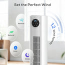 HOMCOM 28dB Tower Fan For Bedroom, 26 Ft/s Velocity Standing Fan, White