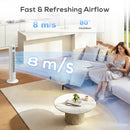 HOMCOM 28dB Tower Fan For Bedroom, 26 Ft/s Velocity Standing Fan, White