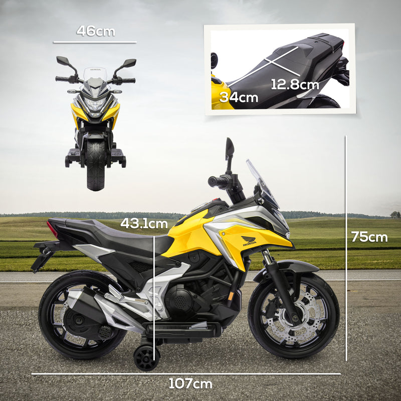 AIYAPLAY Honda Licensed 12V Kids Electric Motorbike W/ Music Headlights