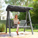 Outsunny 2 Seater Garden Swing Seat With Canopy, Outdoor Hammock Bench, Grey