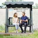 Outsunny 2 Seater Garden Swing Seat With Canopy, Outdoor Hammock Bench, Grey