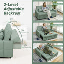 HOMCOM 2 Seater Sofa Bed, Convertible Pull Out Bed Settee, Light Green