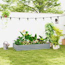 Outsunny Galvanised Raised Garden Bed, 180x90x30cm Raised Bed, Silver