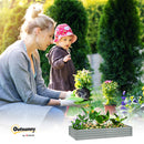 Outsunny Galvanised Raised Garden Bed, 180x90x30cm Raised Bed, Silver