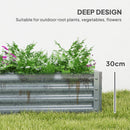 Outsunny Galvanised Raised Garden Bed, 180x90x30cm Raised Bed, Silver